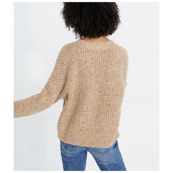 Madewell Wool Silk Speckled Rib Knik Cardigan Sweater Chunky Oversized Slouchy - Picture 2 of 11